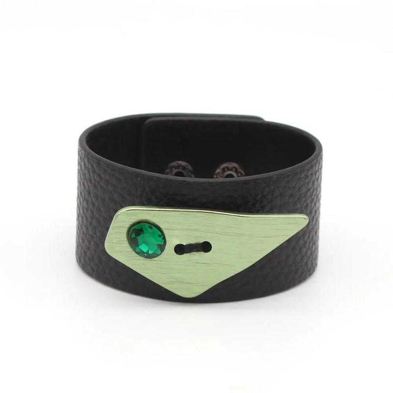 Geometric Women's Leather Bracelet Wide Cuff Bangles