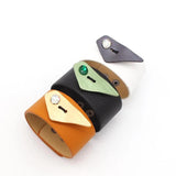 Geometric Women's Leather Bracelet Wide Cuff Bangles