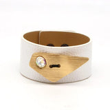 Geometric Women's Leather Bracelet Wide Cuff Bangles