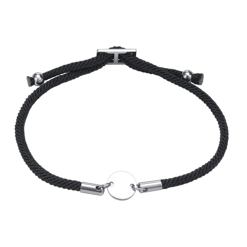 Women's Stainless Steel Bracelets Round Plate Lettering,Custom A-Z Initials
