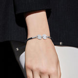 Women's Stainless Steel Bracelets Round Plate Lettering,Custom A-Z Initials