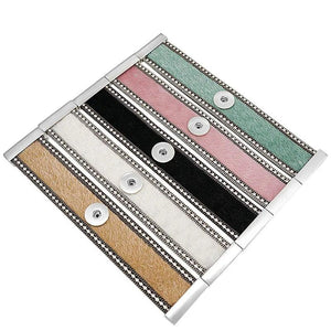 Mult-color Rhinestone Horse Hair Leather Bracelet Snap Bangle