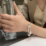 Silver Double Ball Square Bracelet for Women Girl Birthday Gift