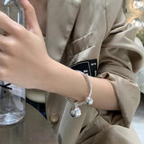 Silver Double Ball Square Bracelet for Women Girl Birthday Gift