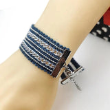 Multilayer Charm Bracelets for Women Metal ID Bracelet Bohemian Wrap Bracelet