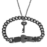 Heart Lock Bracelet & Key Necklace Set