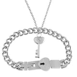 Heart Lock Bracelet & Key Necklace Set