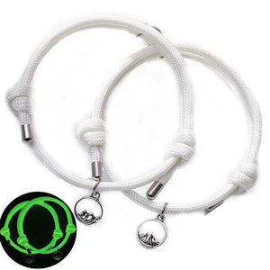 Fluorescence Magnetic Couple Bracelets for Friendship, Braid Rope Magnet Jewelry