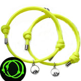 Fluorescence Magnetic Couple Bracelets for Friendship, Braid Rope Magnet Jewelry