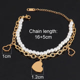 Double Layer Stainless Steel Heart Bracelet Pearl Charm Butterfly Star Jewelry