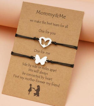 Mother's Card Bracelet Stainless Steel Necklace and Bracelet Set for Women