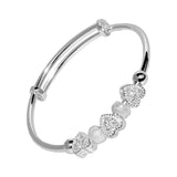Love Shaped Bow Silver Plated Bracelet & Digital Watch Set