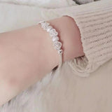 Love Shaped Bow Silver Plated Bracelet & Digital Watch Set