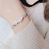Love Shaped Bow Silver Plated Bracelet & Digital Watch Set