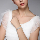 Love Shaped Bow Silver Plated Bracelet & Digital Watch Set