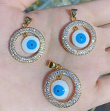 CZ Pave Eye Enamel Heart Pendant Necklace For Women Romantic Party Gift Jewelry