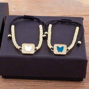 Romantic Rainbow Butterfly Crystal Bracelet Women's Adjustable Charm Jewelry