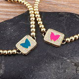 Romantic Rainbow Butterfly Crystal Bracelet Women's Adjustable Charm Jewelry