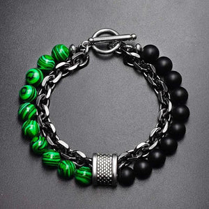 8MM Bilayer Beaded Hand Bracelet Thick Chain Natural Stones Rosary