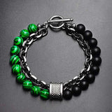 8MM Bilayer Beaded Hand Bracelet Thick Chain Natural Stones Rosary