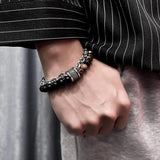 8MM Bilayer Beaded Hand Bracelet Thick Chain Natural Stones Rosary