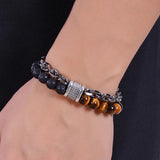 8MM Bilayer Beaded Hand Bracelet Thick Chain Natural Stones Rosary