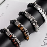8MM Bilayer Beaded Hand Bracelet Thick Chain Natural Stones Rosary