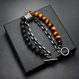 8MM Bilayer Beaded Hand Bracelet Thick Chain Natural Stones Rosary
