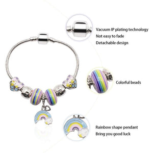 DIY Rainbow Heart Beaded Bracelet Glass Beads Jewelry Accessory