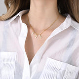 Stainless Steel Initial Letter Band Pendant Necklace for Women