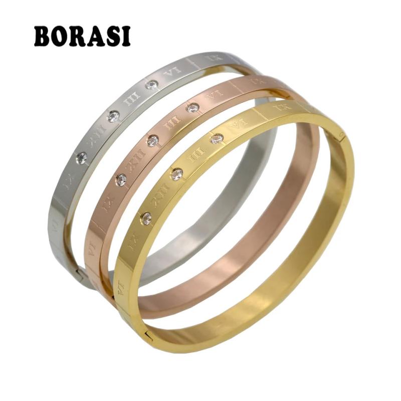 Crystal Cuff Bracelets For Women Stainless Steel Jewelry