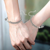Stainless Steel Love Magnet Couple Bracelet Pair Thin Sports Watch