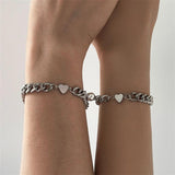 Stainless Steel Love Magnet Couple Bracelet Pair Thin Sports Watch