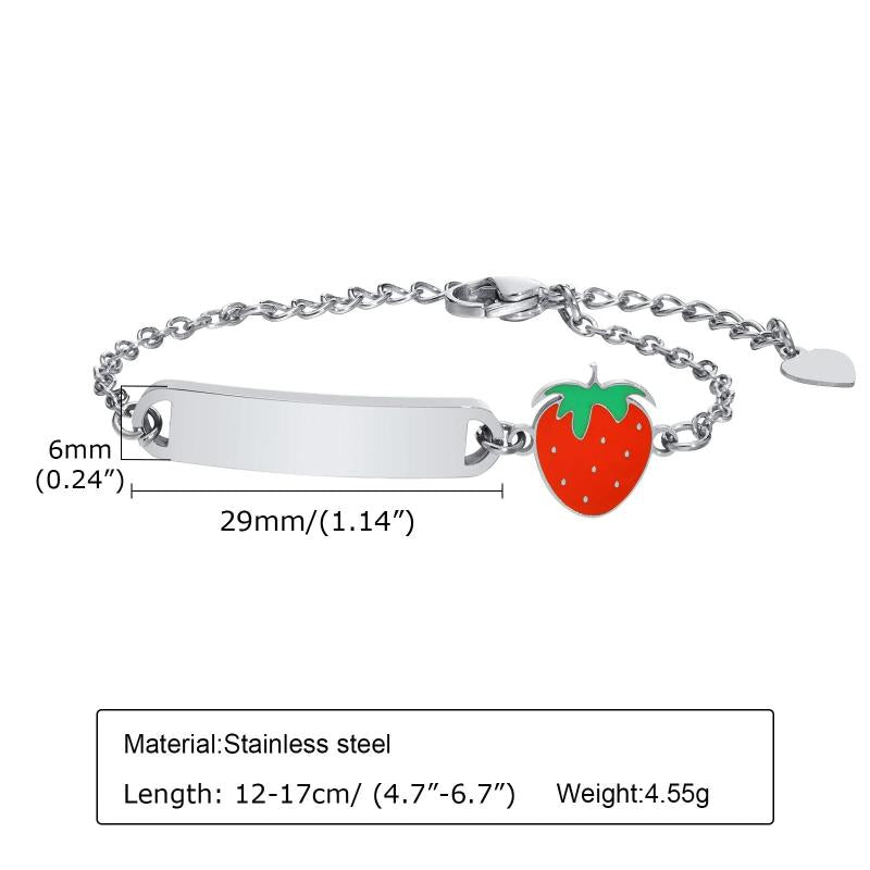Stainless Steel Strawberry Chain Bracelet for Women and Children