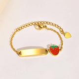 Stainless Steel Strawberry Chain Bracelet for Women and Children