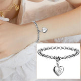 Heart Charm Bracelet Stainless Steel Initials Alphabet Jewelry