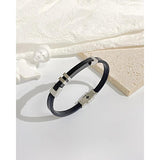 MenCharm Bracelet Stainless Steel Leather Cuban Bracelet