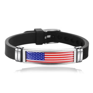 Stainless Steel Flag Silicone Bracelet Patriotic Movement Sports Bracelet