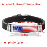 Stainless Steel Flag Silicone Bracelet Patriotic Movement Sports Bracelet