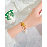 Pearl Heart Bracelets Silver Love Magnetic Attraction Couple Bangles