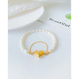 Pearl Heart Bracelets Silver Love Magnetic Attraction Couple Bangles
