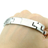 Stainless Steel Cross Bible Scripture Spanish ID Bracelet