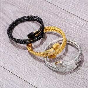 Titanium Steel Triangle Layer Couple Bracelet