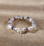 Natural Crystal Pearl Beaded Bracelet, Adjustable Bangle Charms