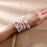 Natural Crystal Pearl Beaded Bracelet, Adjustable Bangle Charms