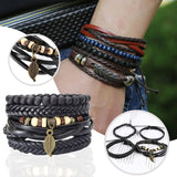 Tropical Style Hand Braided Leaf Bracelet Necklace Set