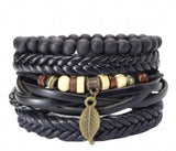 Tropical Style Hand Braided Leaf Bracelet Necklace Set