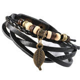 Tropical Style Hand Braided Leaf Bracelet Necklace Set