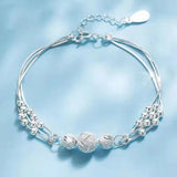 Layer Transfer Bead Bracelet Women's Silver Plated Bracelet