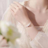 Layer Transfer Bead Bracelet Women's Silver Plated Bracelet